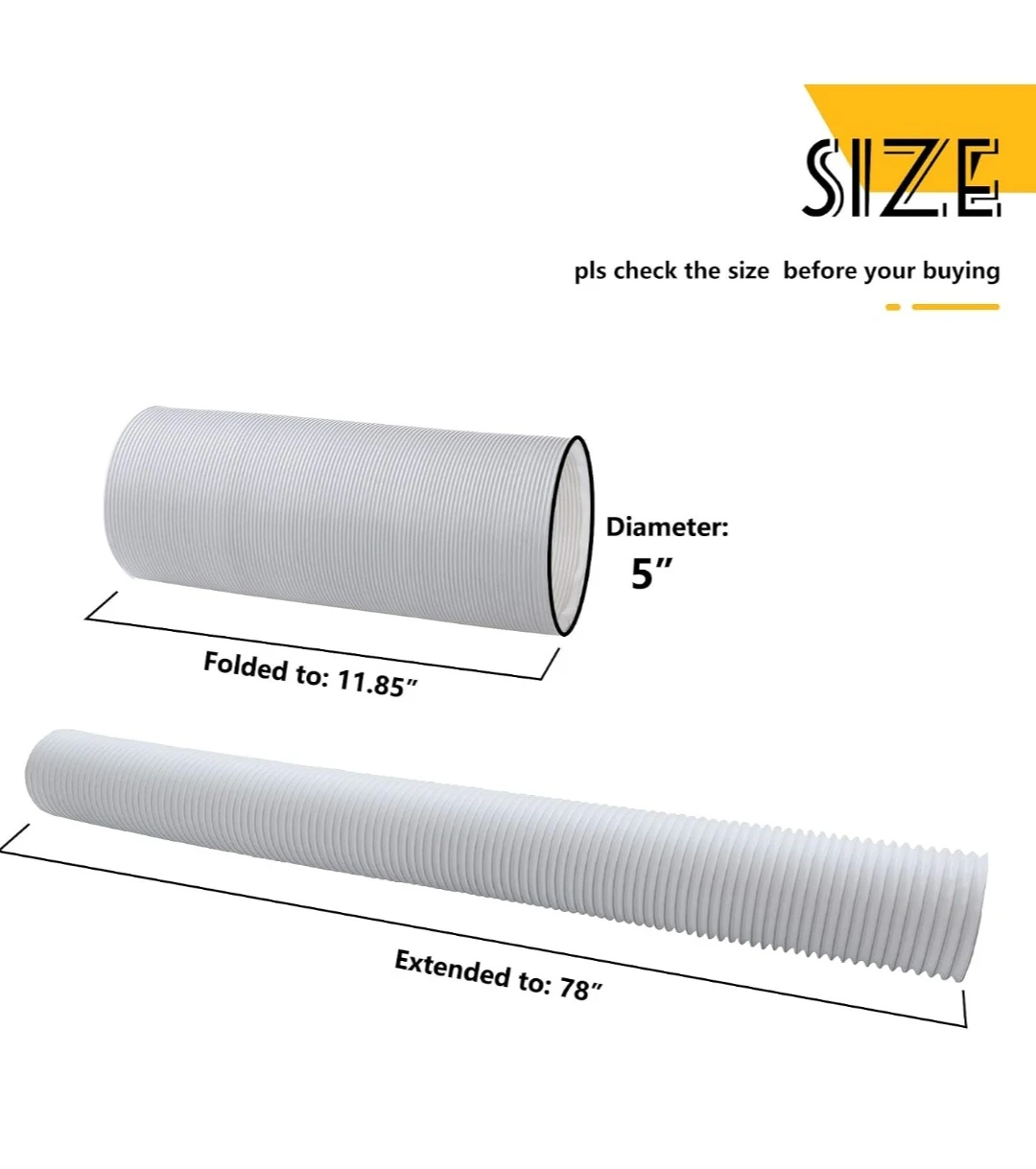 Portable Air Conditioner Exhaust Hose,Anti-Clockwise - 5Inch - photo 3