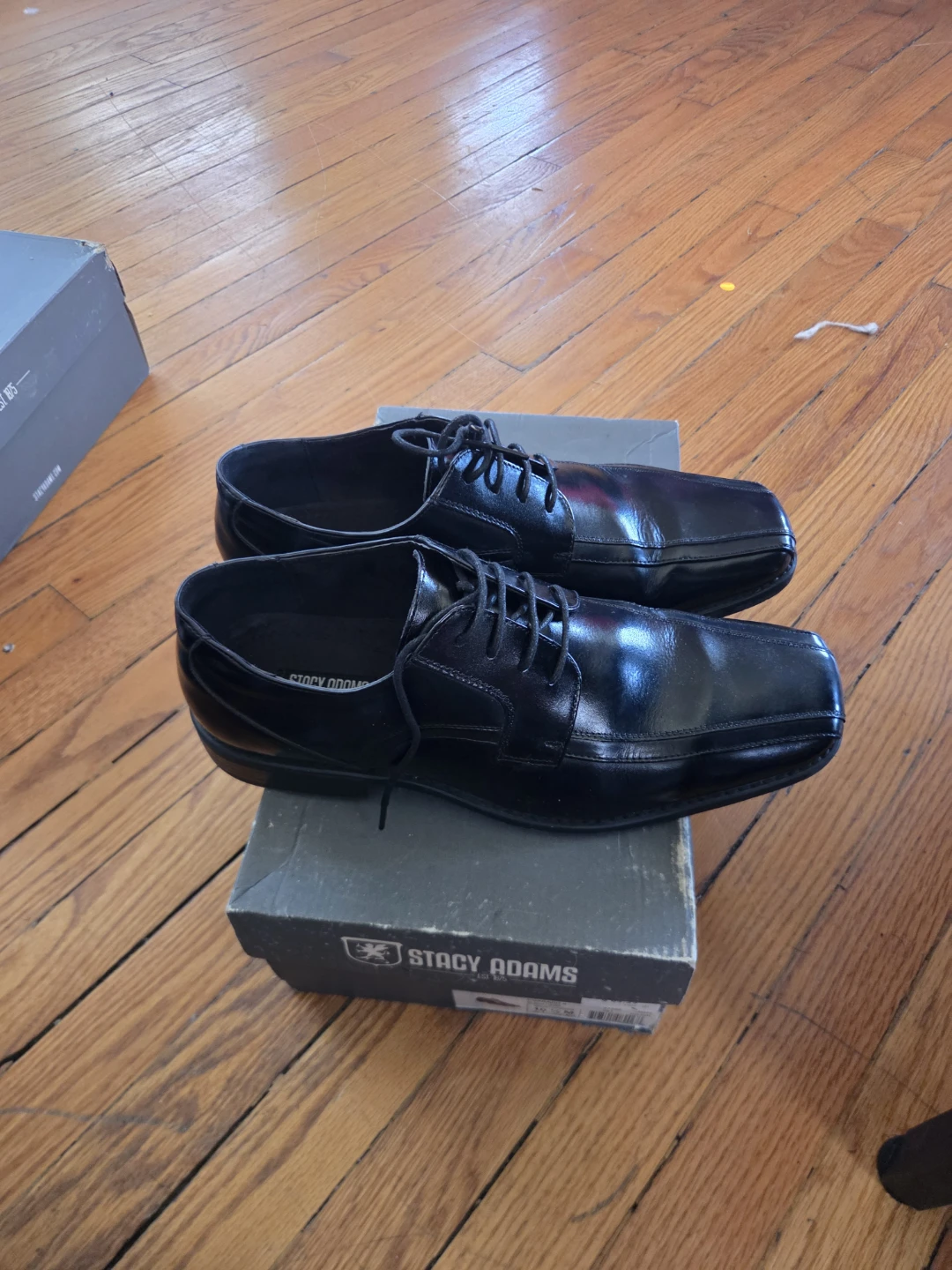 Stacy Adams Black Leather Lace-Up Dress Shoes - photo 2