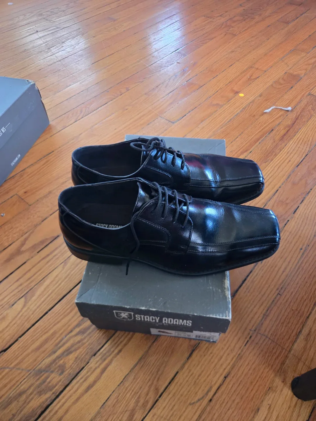 Stacy Adams Black Leather Lace-Up Dress Shoes - photo 2