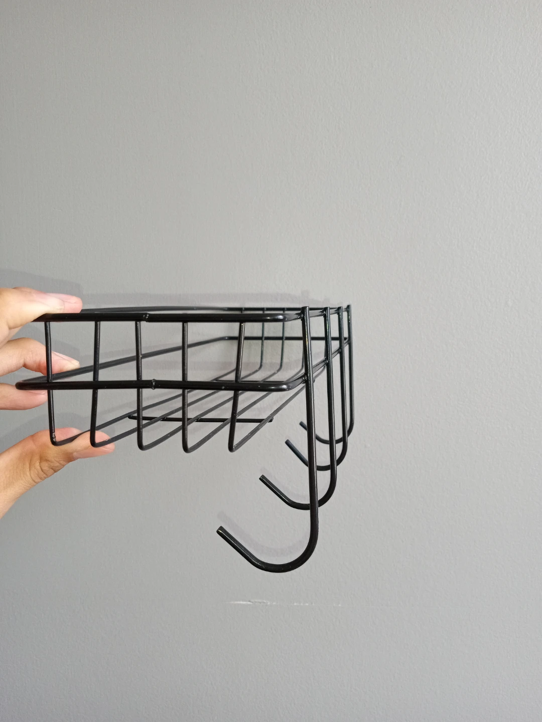 Black Wire Storage Basket with Hooks. - photo 4