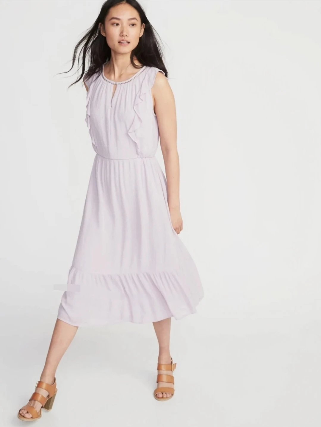 NWT Old Navy Lilac Cloud Ruffle Tiered Midi Dress