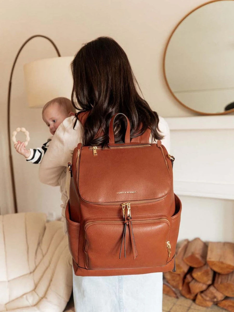 Posh Peanut Diaper Bag Backpack - Brown Faux Leather - photo 2