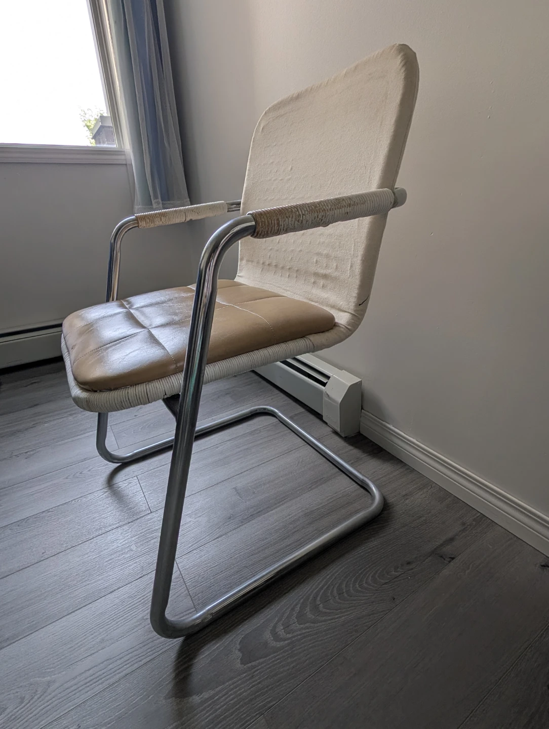 Armchair (2Nos) with chrome frame and tan seats - photo 3