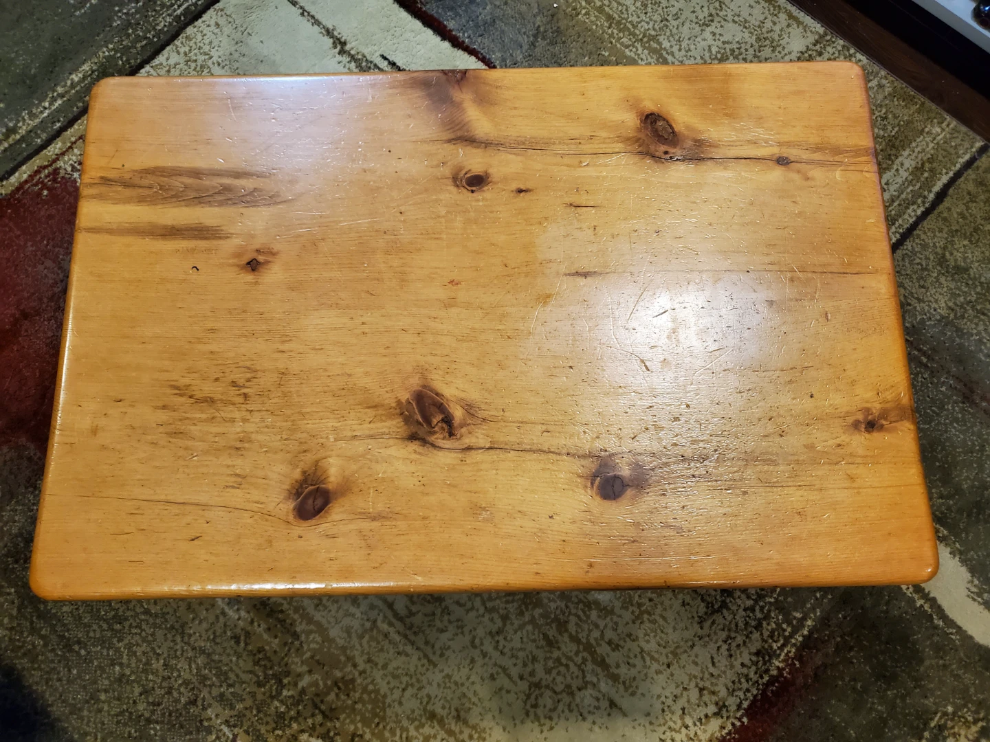 Vintage (rustic) pine Wooden Coffee Table with Drawer - photo 3