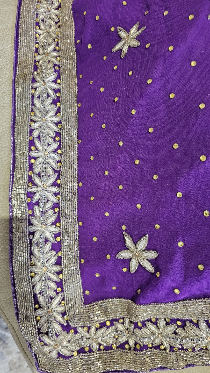 Beautiful lavonder purple saree with the beads