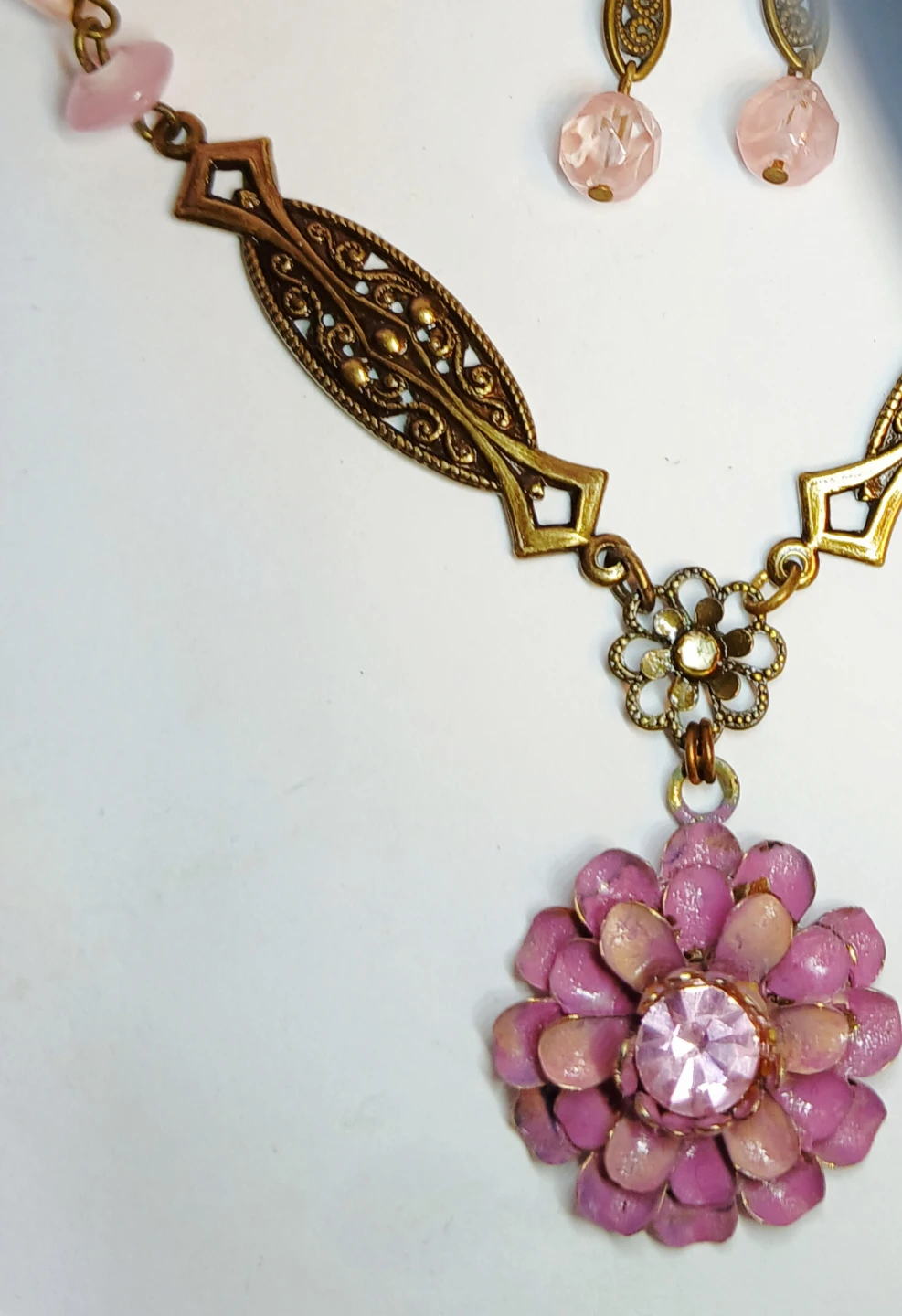 Flower Pendant Necklace and Earring Set - photo 2