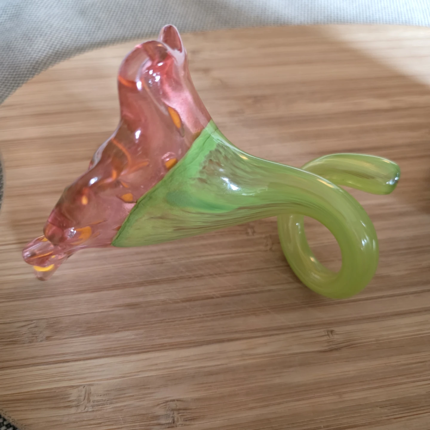 Pink and Green Glass Flower Sculpture - photo 4