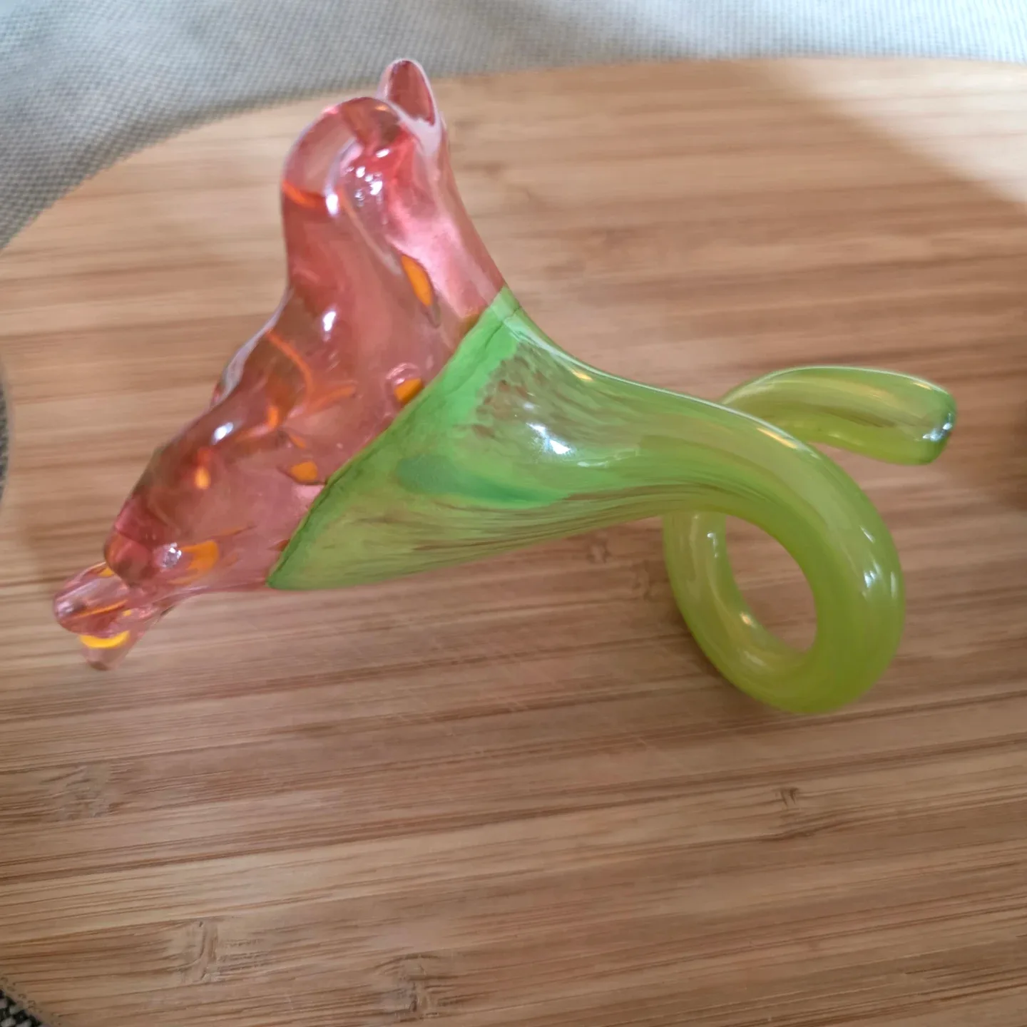 Pink and Green Glass Flower Sculpture - photo 4