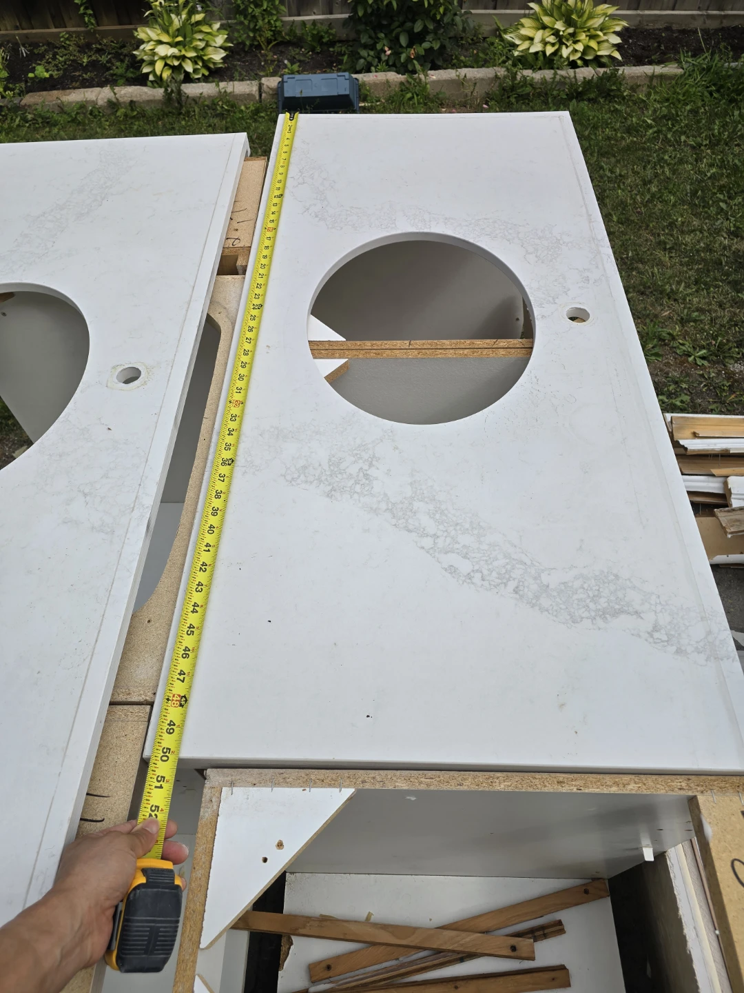 White Quartz Vanity Countertop with Sink Hole