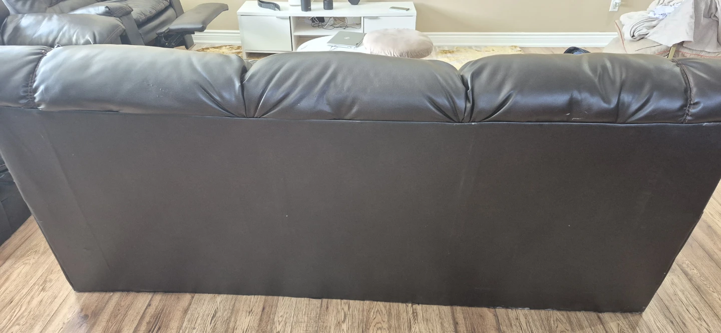 Brown Leather Loveseat and Recliner Set - photo 2