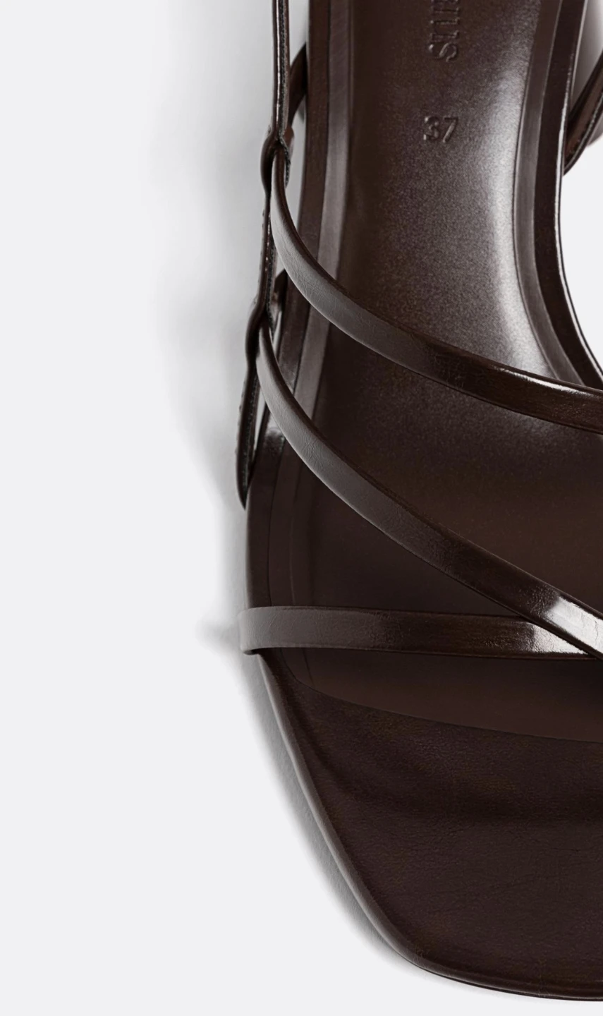 Stradivarius Brown Strappy Block Heel Sandals - photo 3