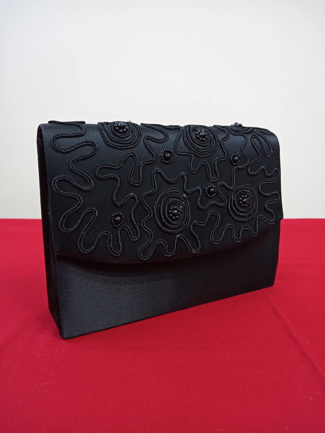 Black Beaded Evening Clutch Purse