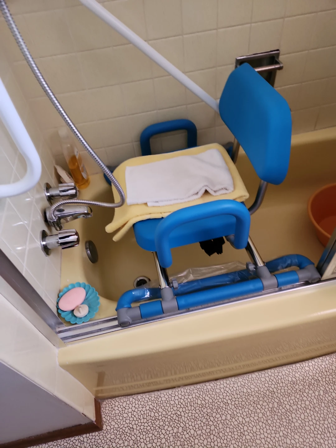 Blue Shower Chair with Backrest and Arms - photo 2