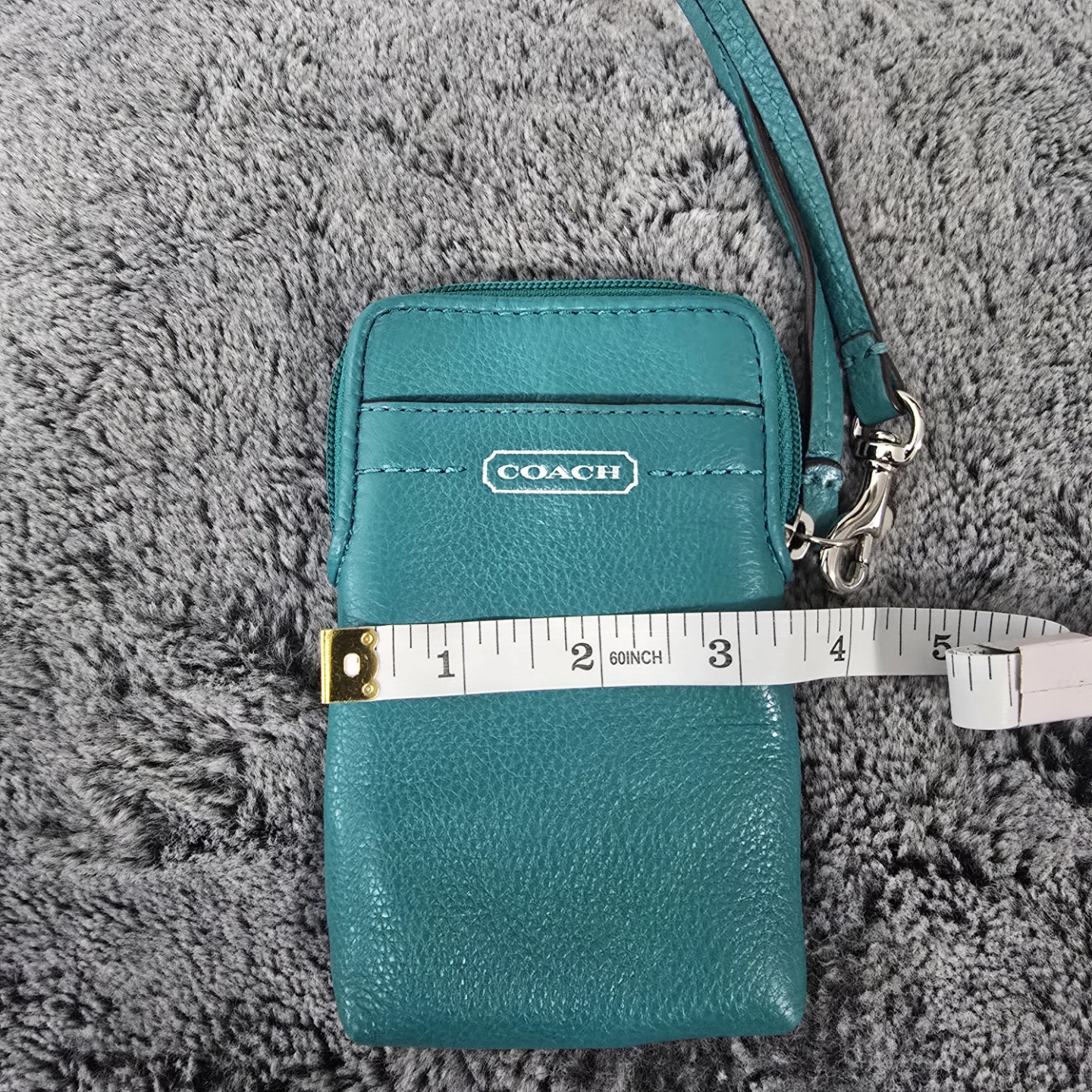 Coach Y2K Pebbled Leather Wristlet - Teal / Jade Blue-Green - photo 5