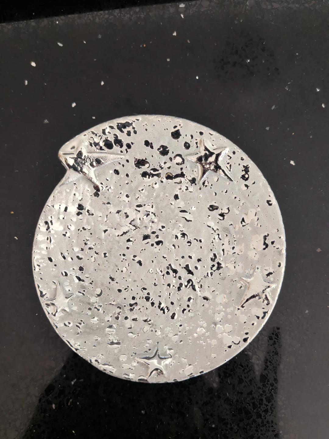 Hammered Metal style earthen jewelry dish with Star Imprints