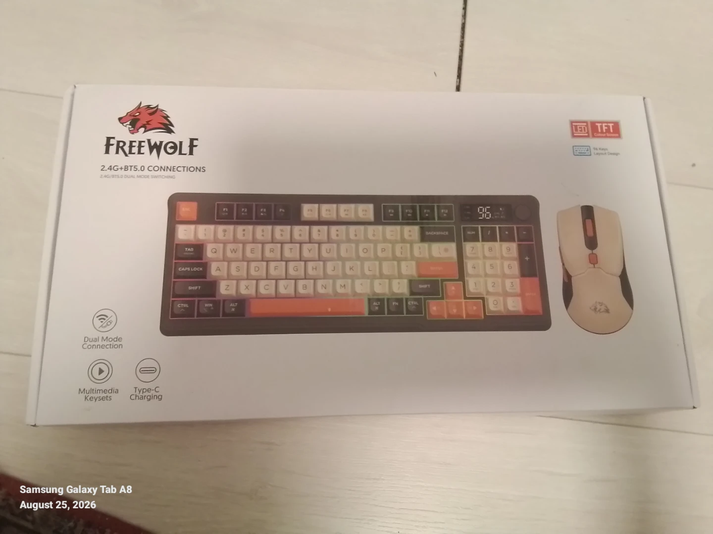 FREEWOLF 2.4G+BT5.0 Wireless Keyboard and Mouse Combo