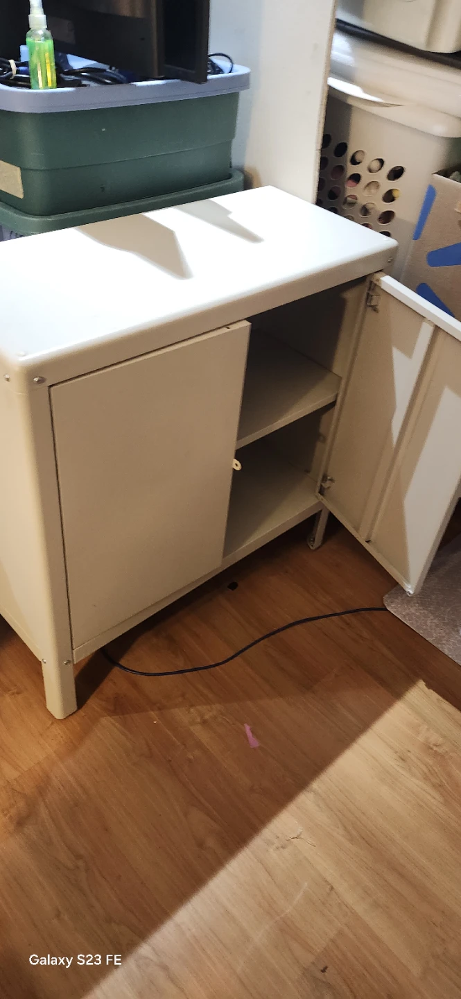 Cream Metal Two-Door Cabinet - photo 5