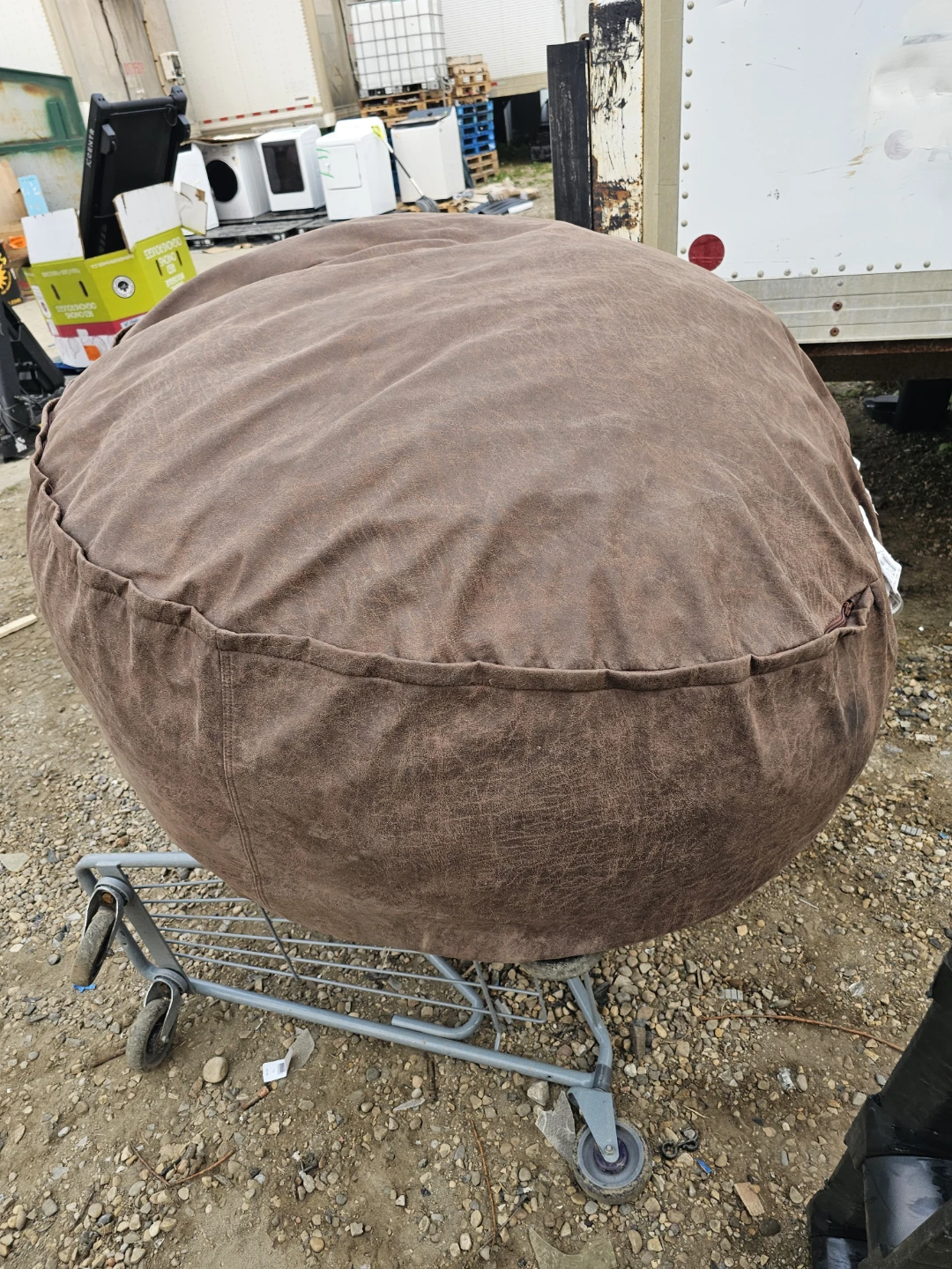 Brown Faux Leather Bean Bag Chair by Lounge Co.