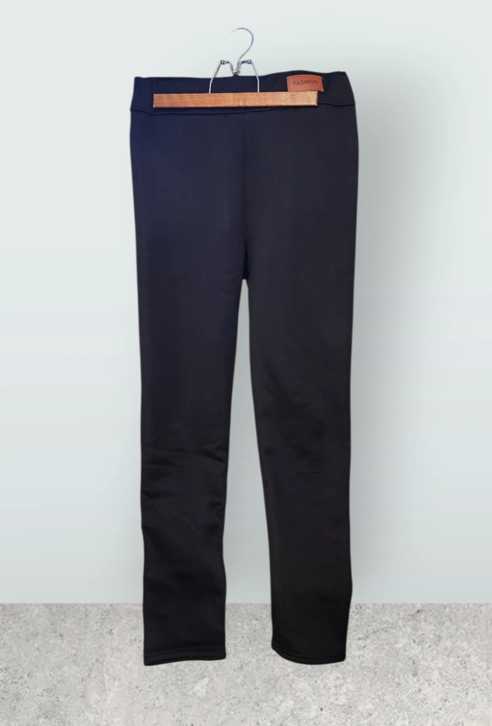 Gray and Black Fleece-Lined Legging Pants