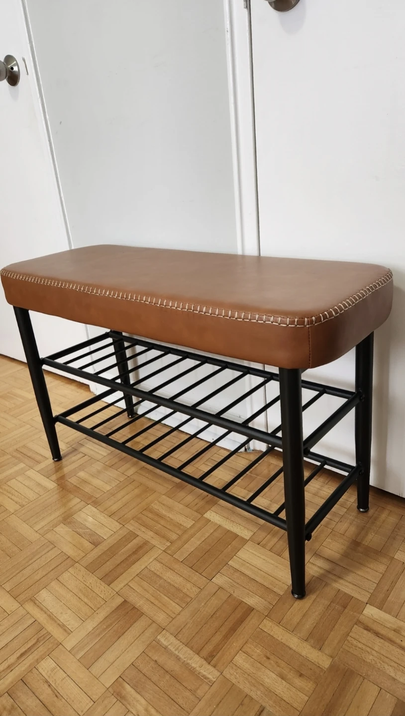 3-level 32' Brown Leather Padded Bench Storage *new