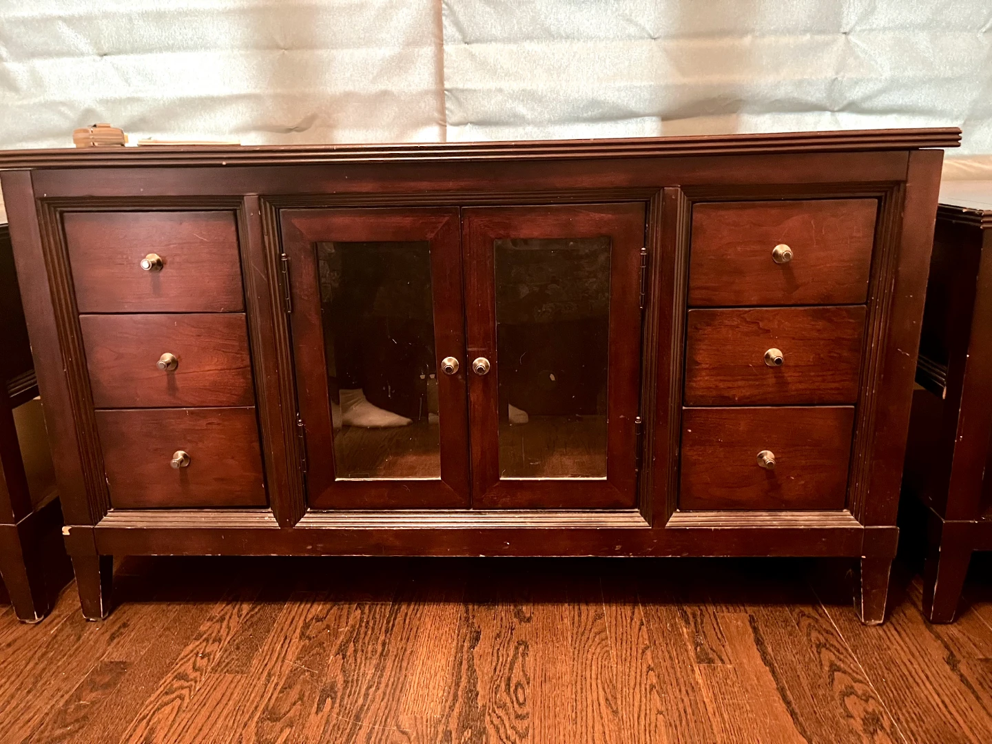 Dark Wood Nightstand with Two Drawers - photo 3
