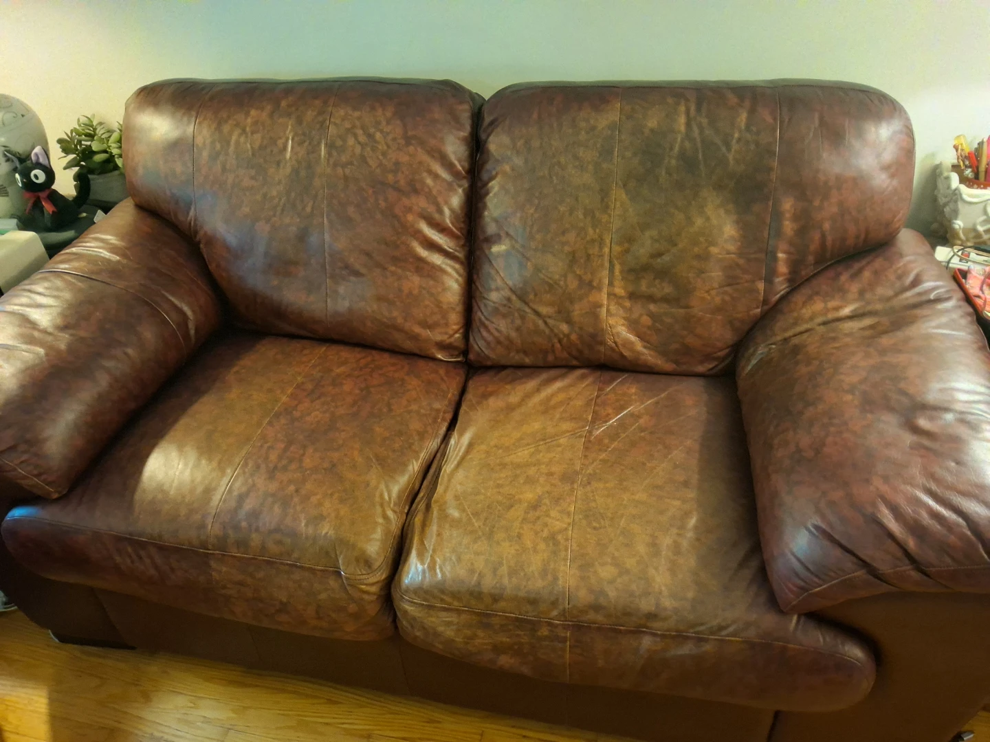 Brown Leather Loveseat Sofa