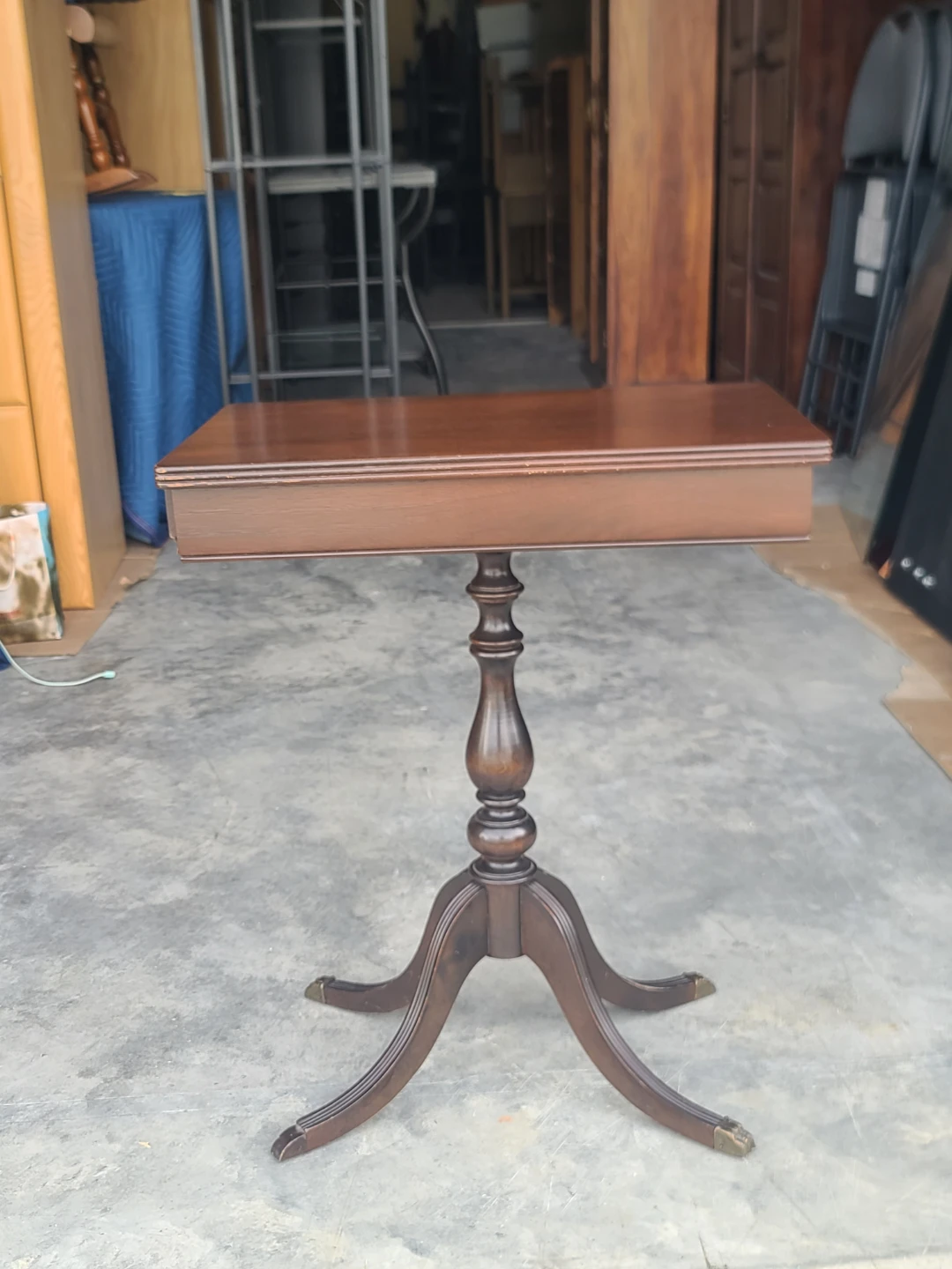Vintage Wooden Pedestal Side Table with Drawer