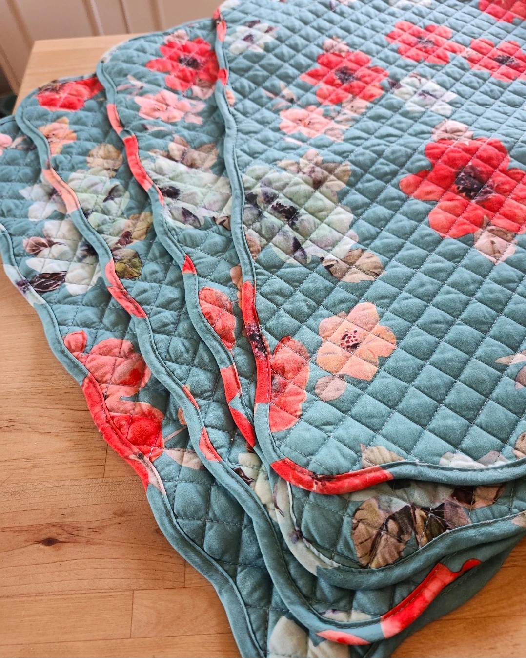 Quilted Placemats - Floral Design (Set of 4)