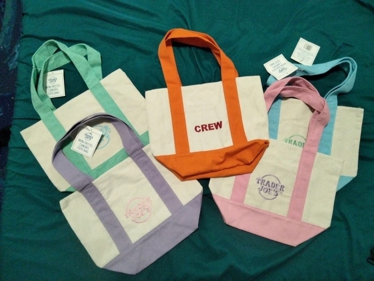 Trader Joe's Mini Pastel Canvas Tote Bags (set of 5) - photo 4