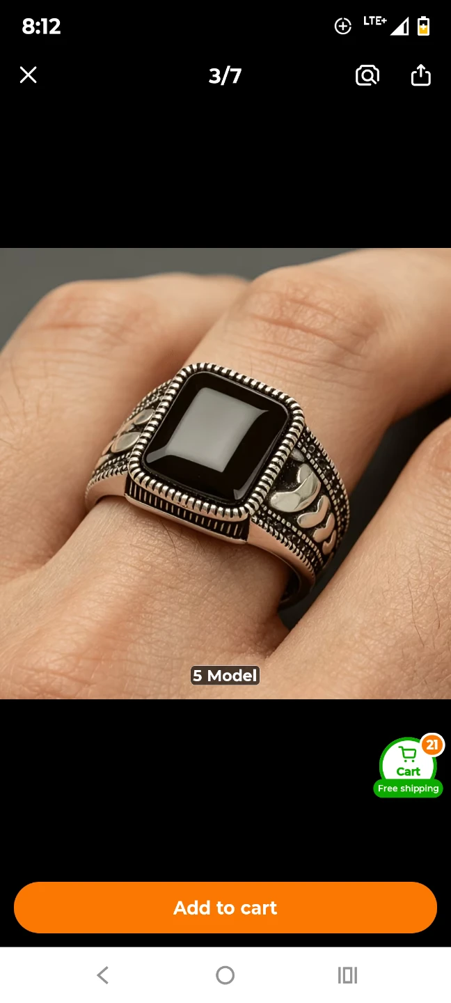 Men's Silver Tone Ring with Black Stone - photo 2