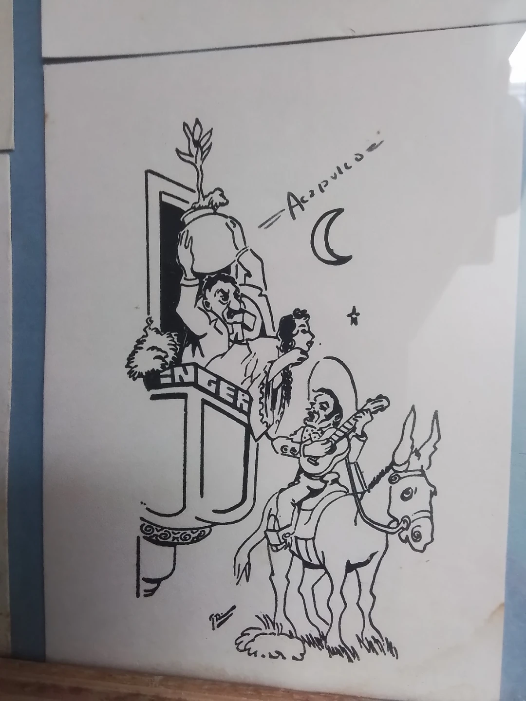 Original Signed Set of 4 Acapulco Caricature Drawings - photo 5