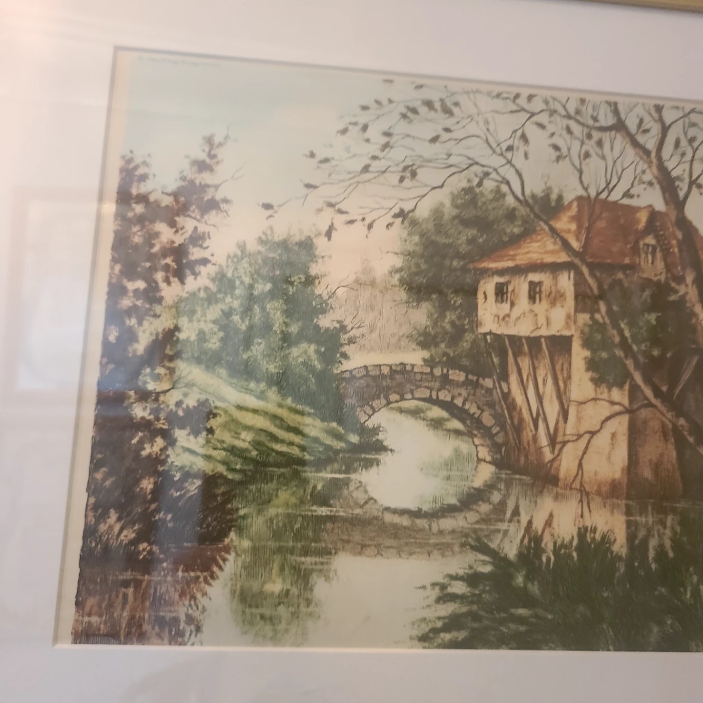 Framed Landscape Painting of a House by a River - photo 5