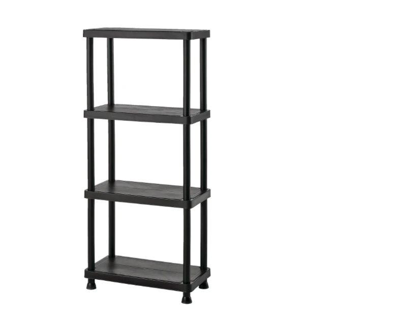 Black 4-Tier Plastic Storage Shelf