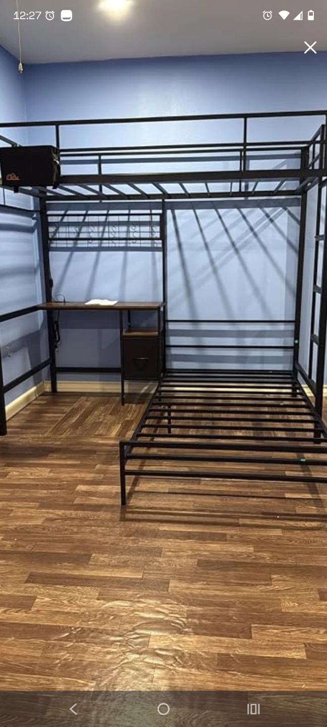 Black Metal Loft Bed with Desk - photo 3
