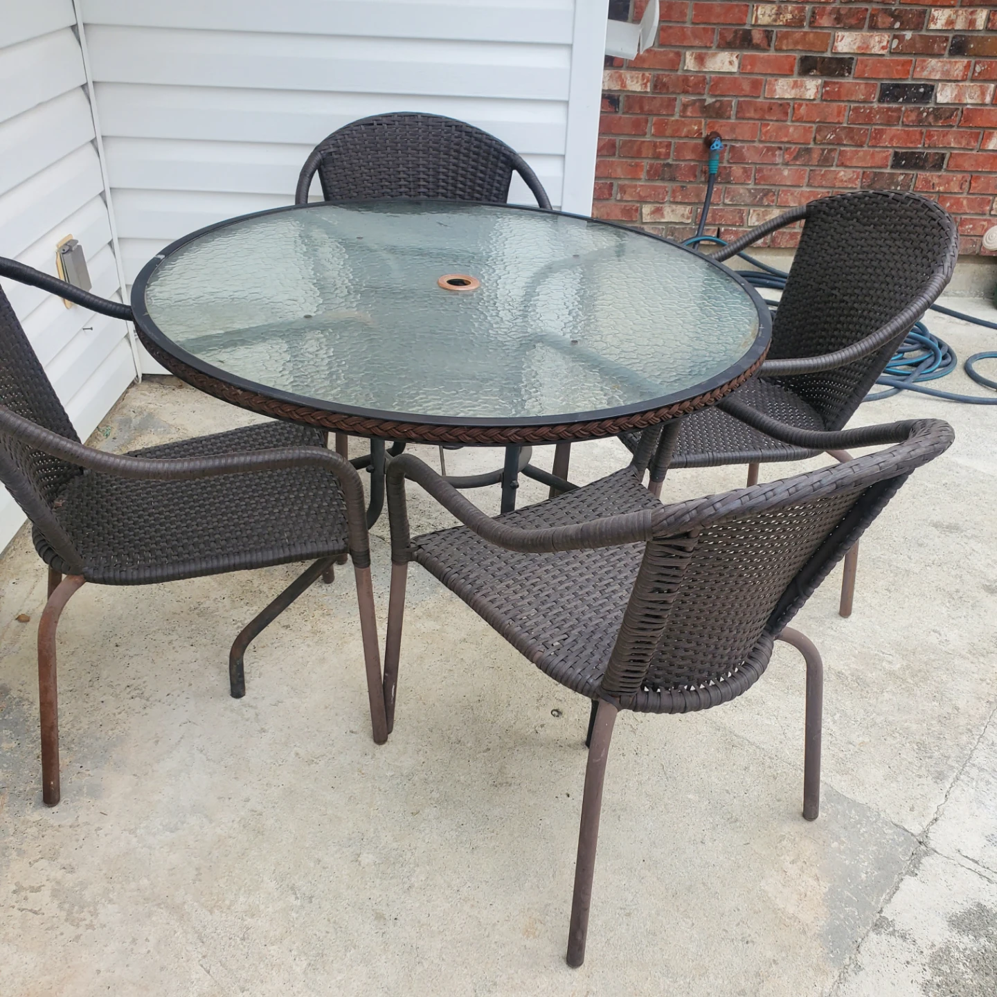 Round Glass Top Patio Table Set with 4 Chairs - photo 2