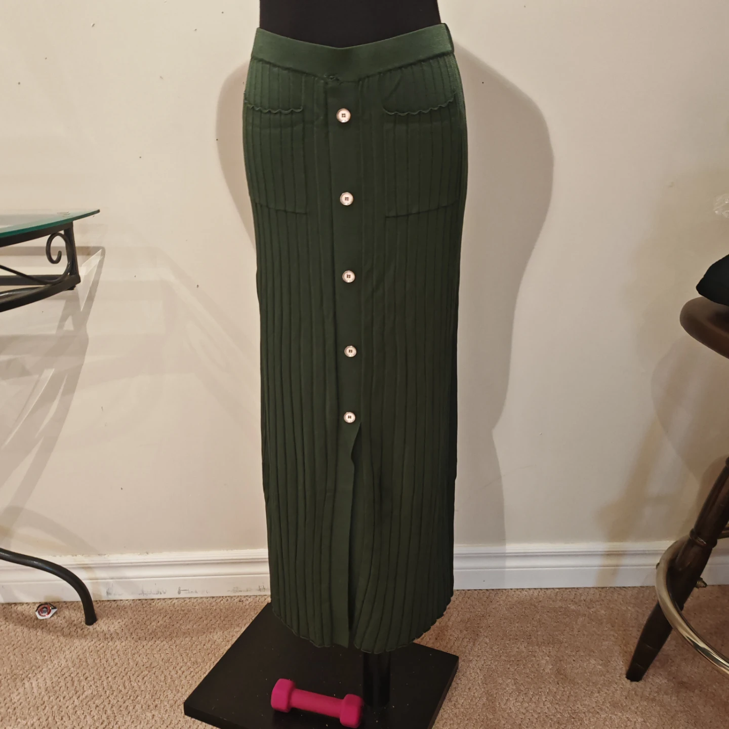 Sandro Meva Button-Embellished Ribbed-Knit Midi Skirt - photo 5