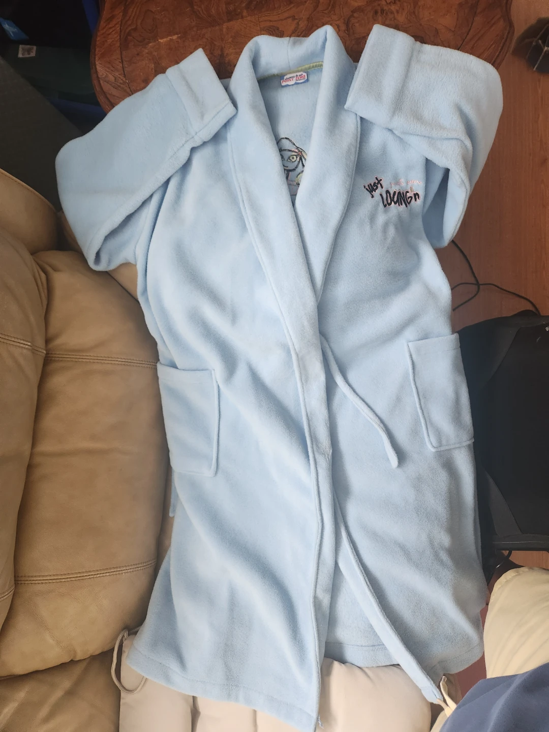 Light Blue Fleece Robe with Graphic - photo 2
