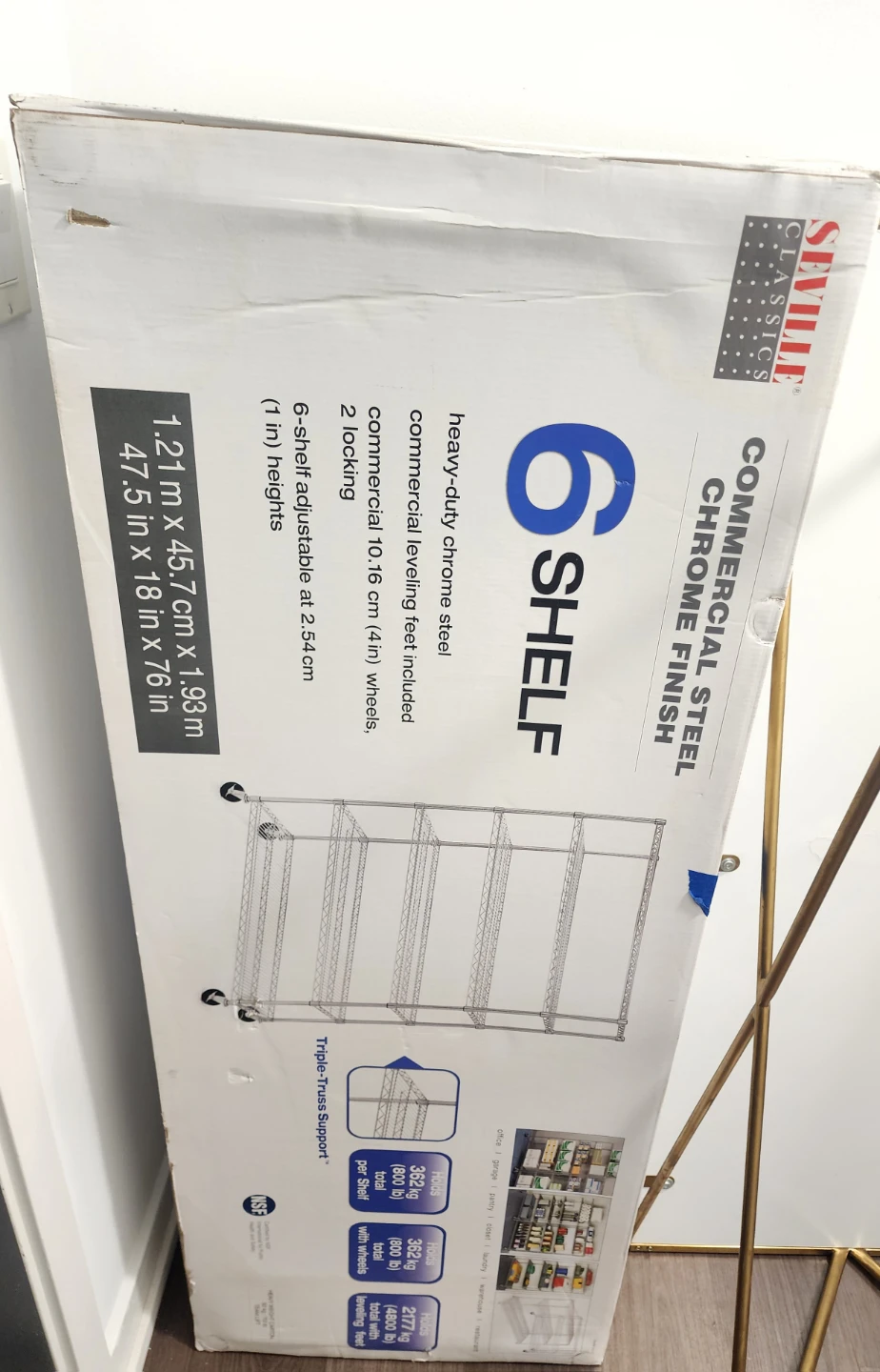 6-Shelf Commercial Steel Chrome Finish Shelving Unit