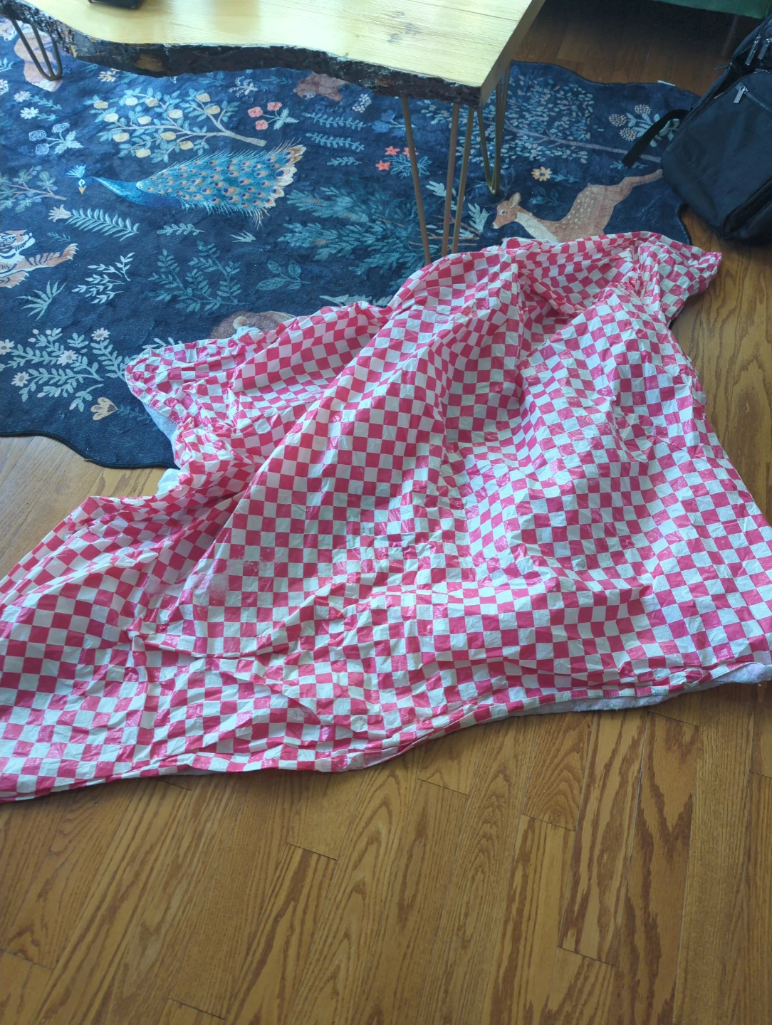 Pink and White Plastic Blanket