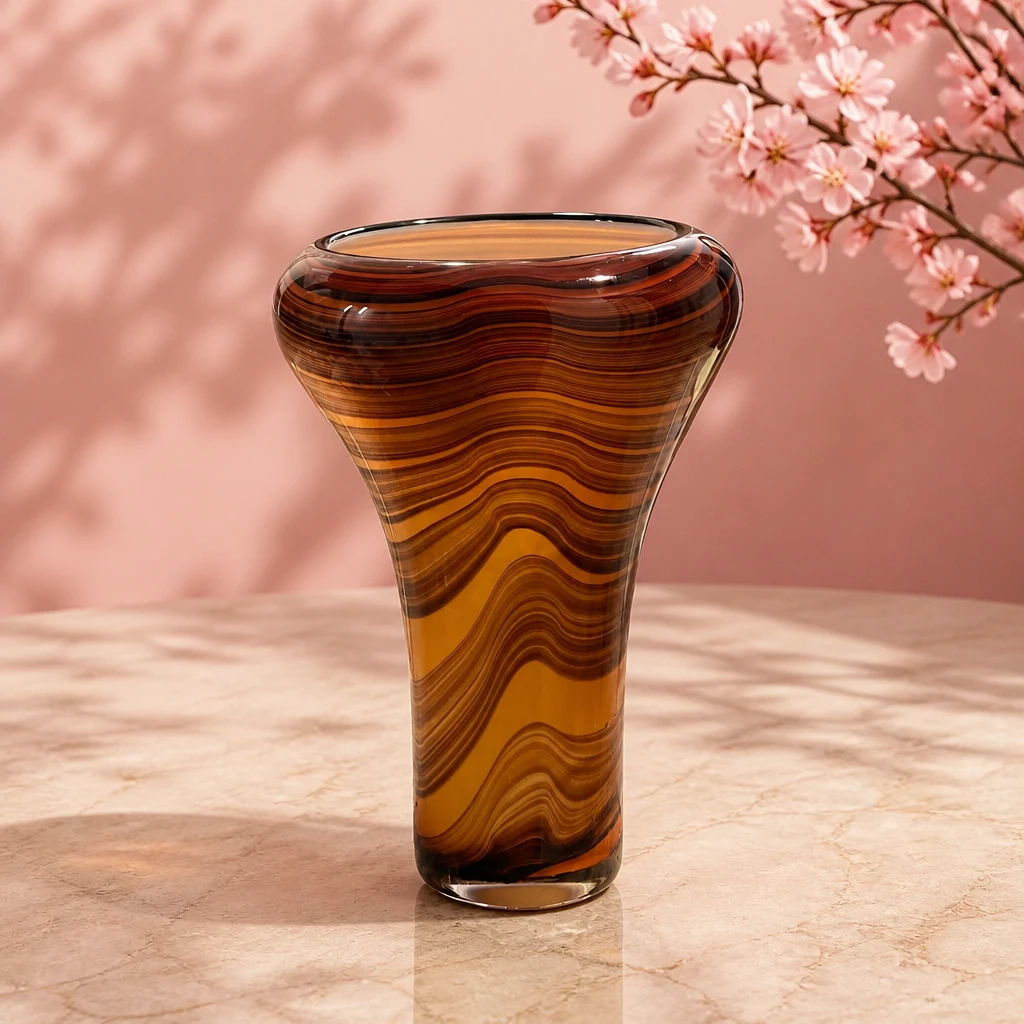 Teleflora Autumn Swirl Art Glass Vase - 12.5" - photo 3