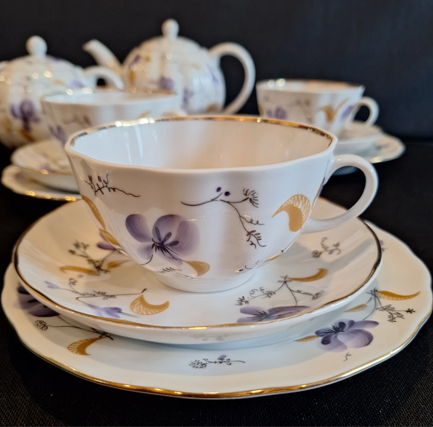Beautiful Violets tea set porcelain Lomonosov Russia - photo 5
