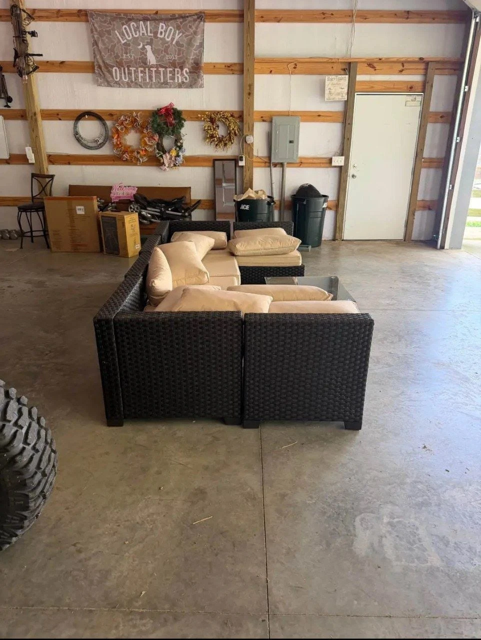 Wicker Outdoor Sectional Sofa with Cushions and Coffee Table - photo 2