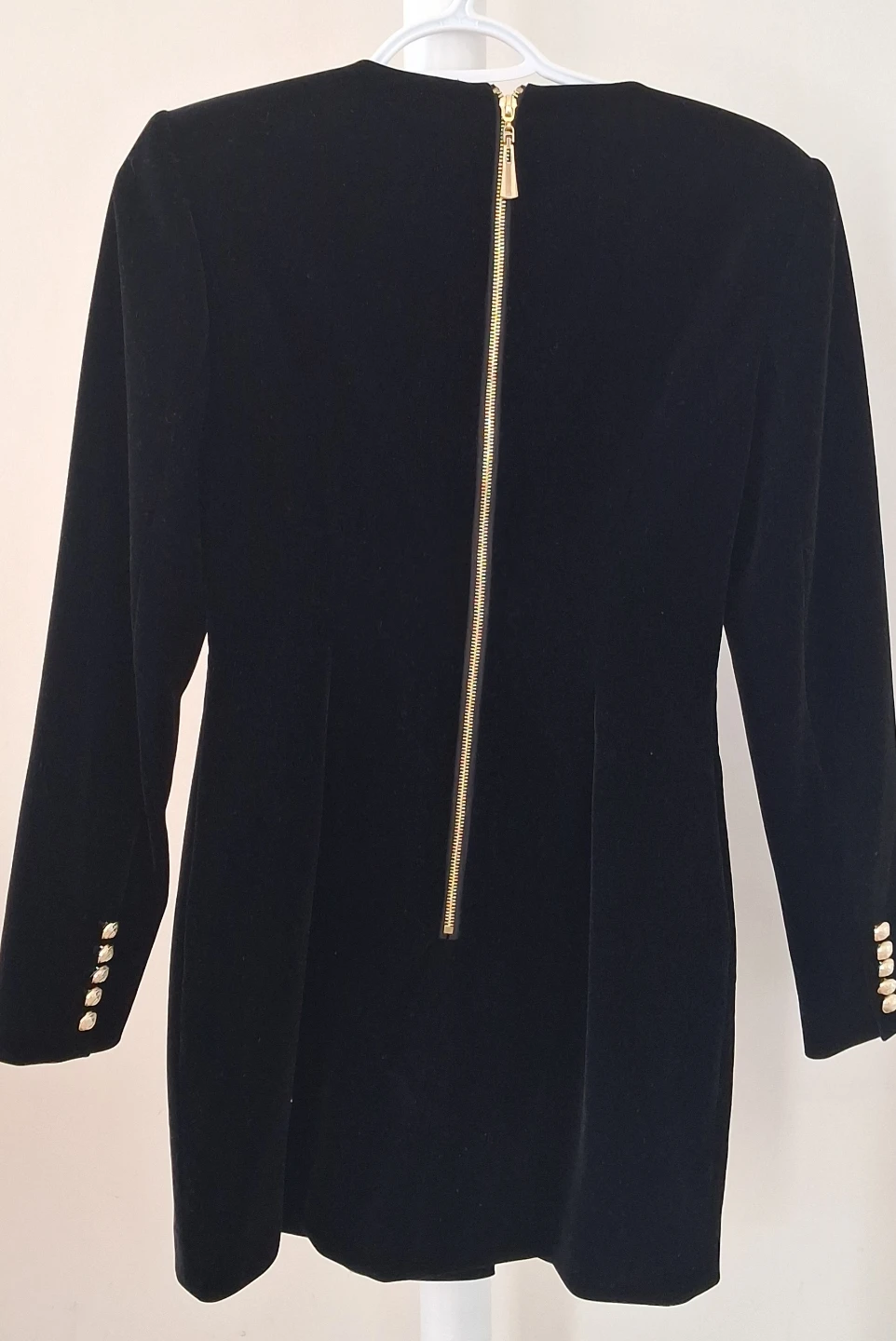 GABY Black Velvet Dress with Gold Buttons - Size M - photo 2