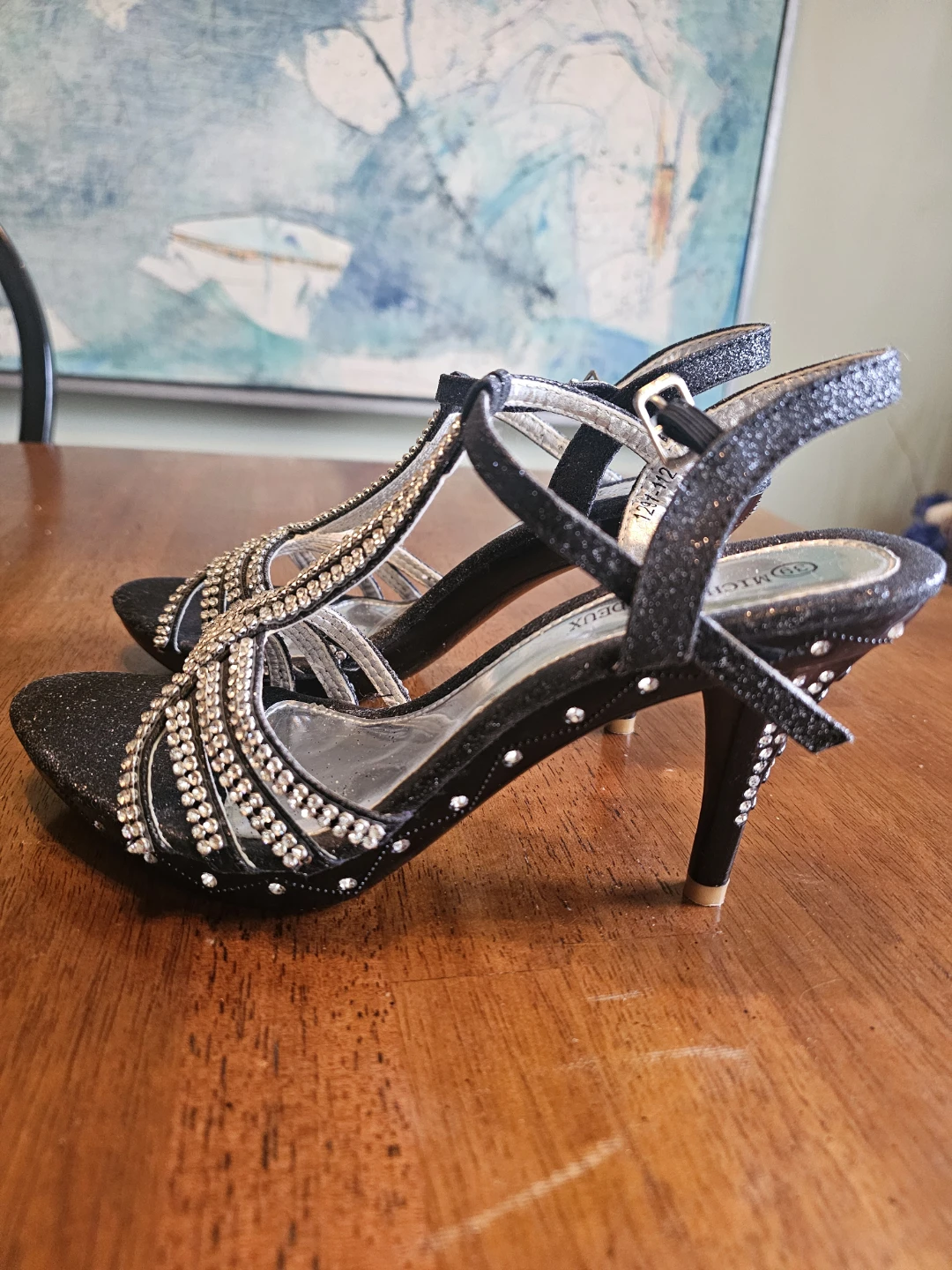 Michaela Bordeaux Black Sparkly Heels - Size 39 - photo 2