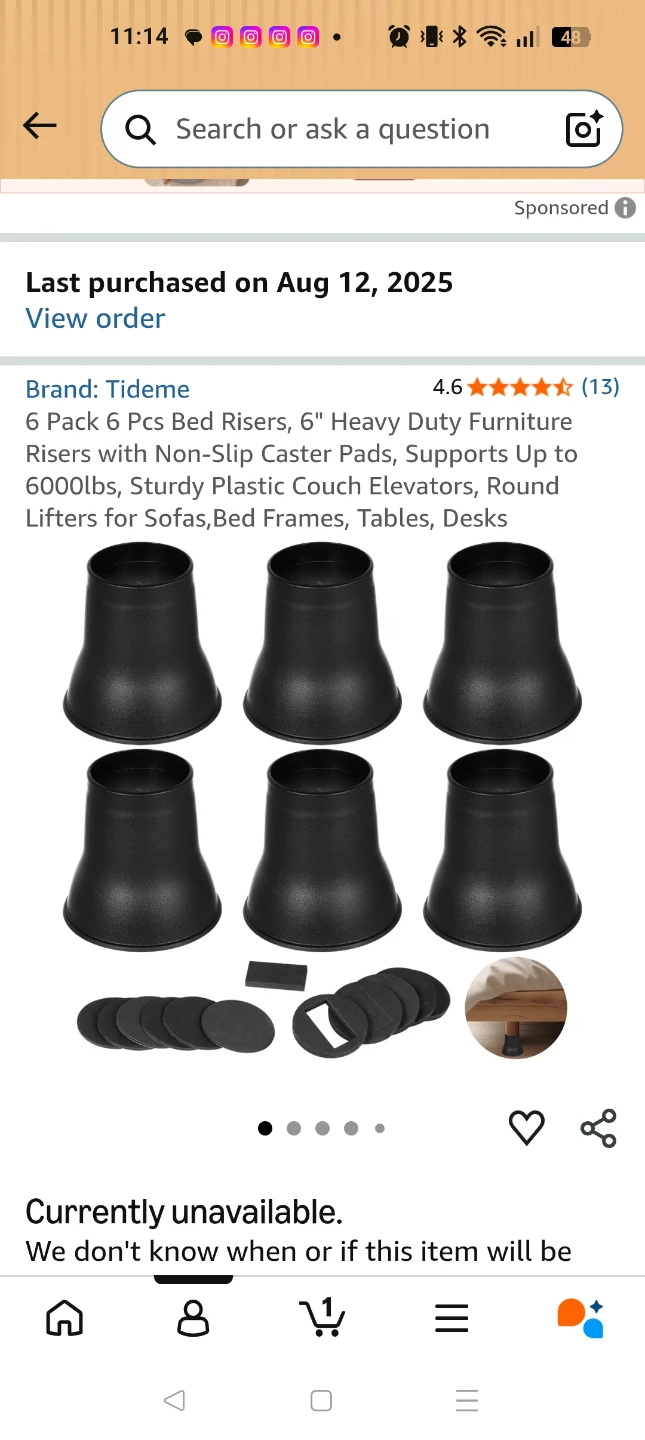 6" Heavy Duty Furniture Risers (6 Pack)