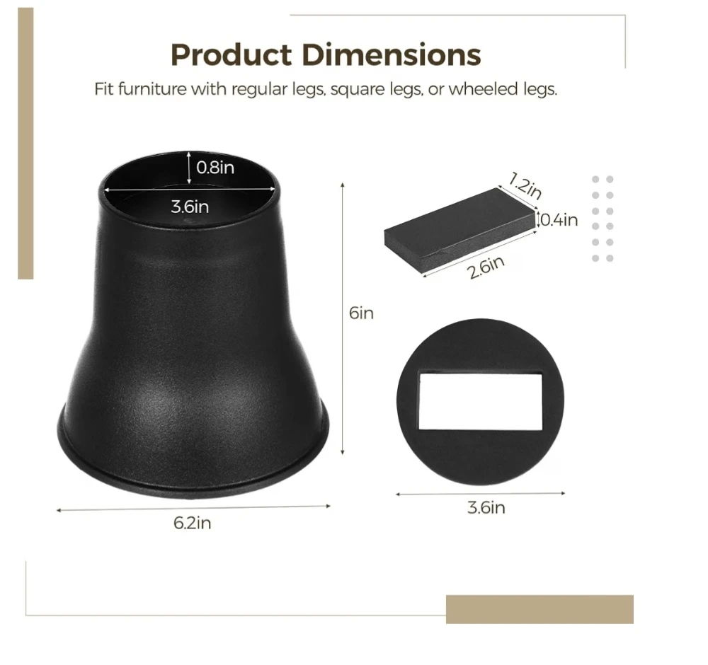 6" Heavy Duty Furniture Risers (6 Pack) - photo 2