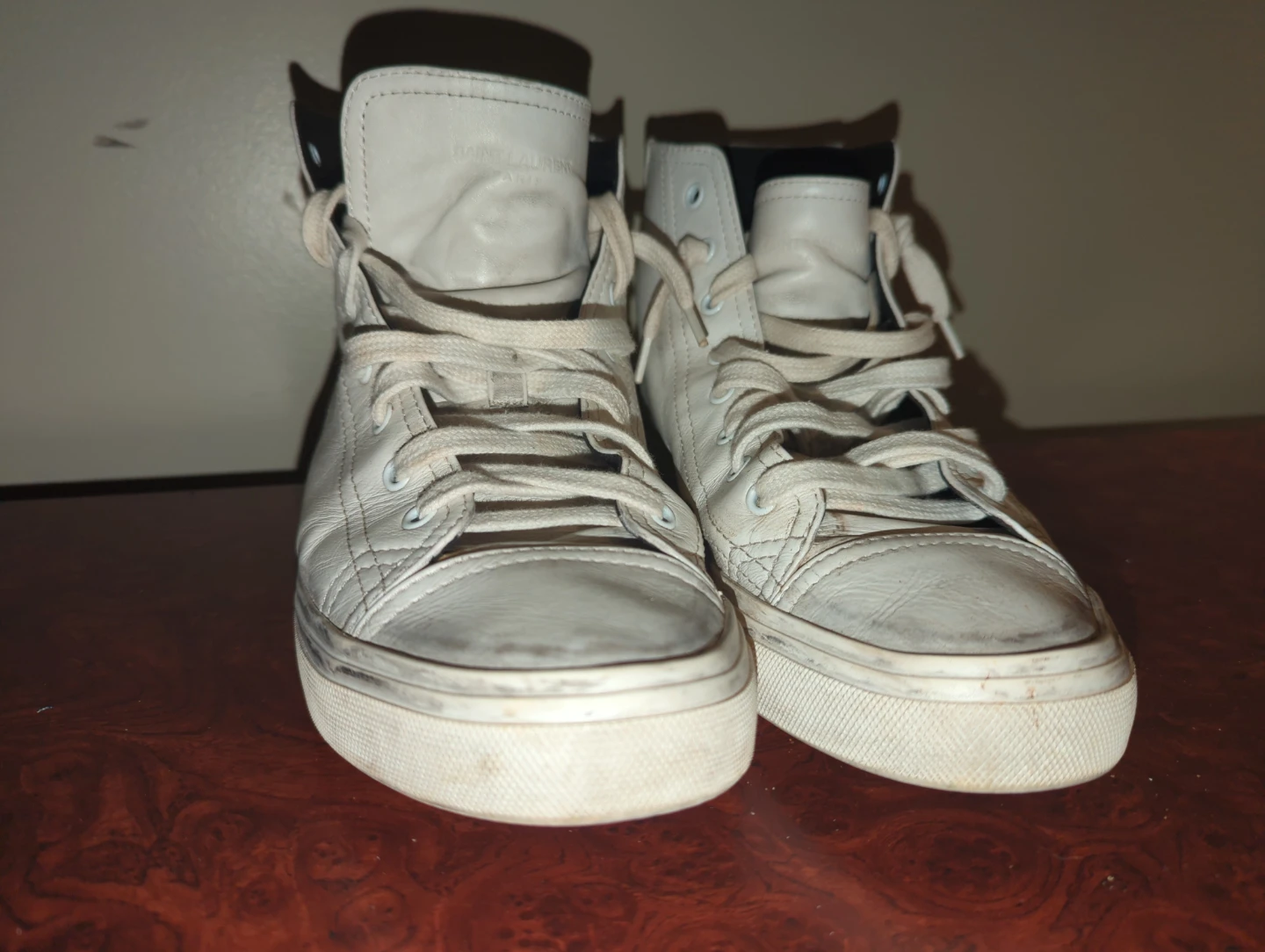 Saint Laurent Paris White Leather High-Top Sneakers - photo 3