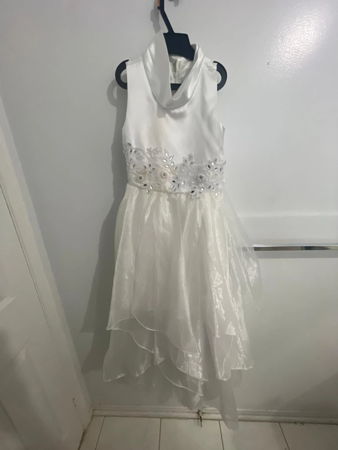 White Flower Girl Dress with Embellishments