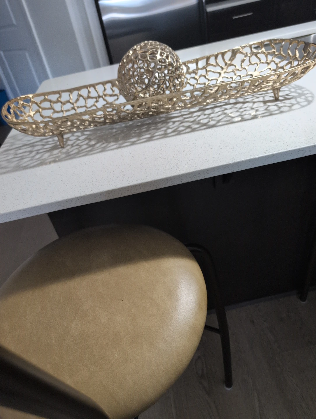 Decorative Metal Tray with Orb - photo 2