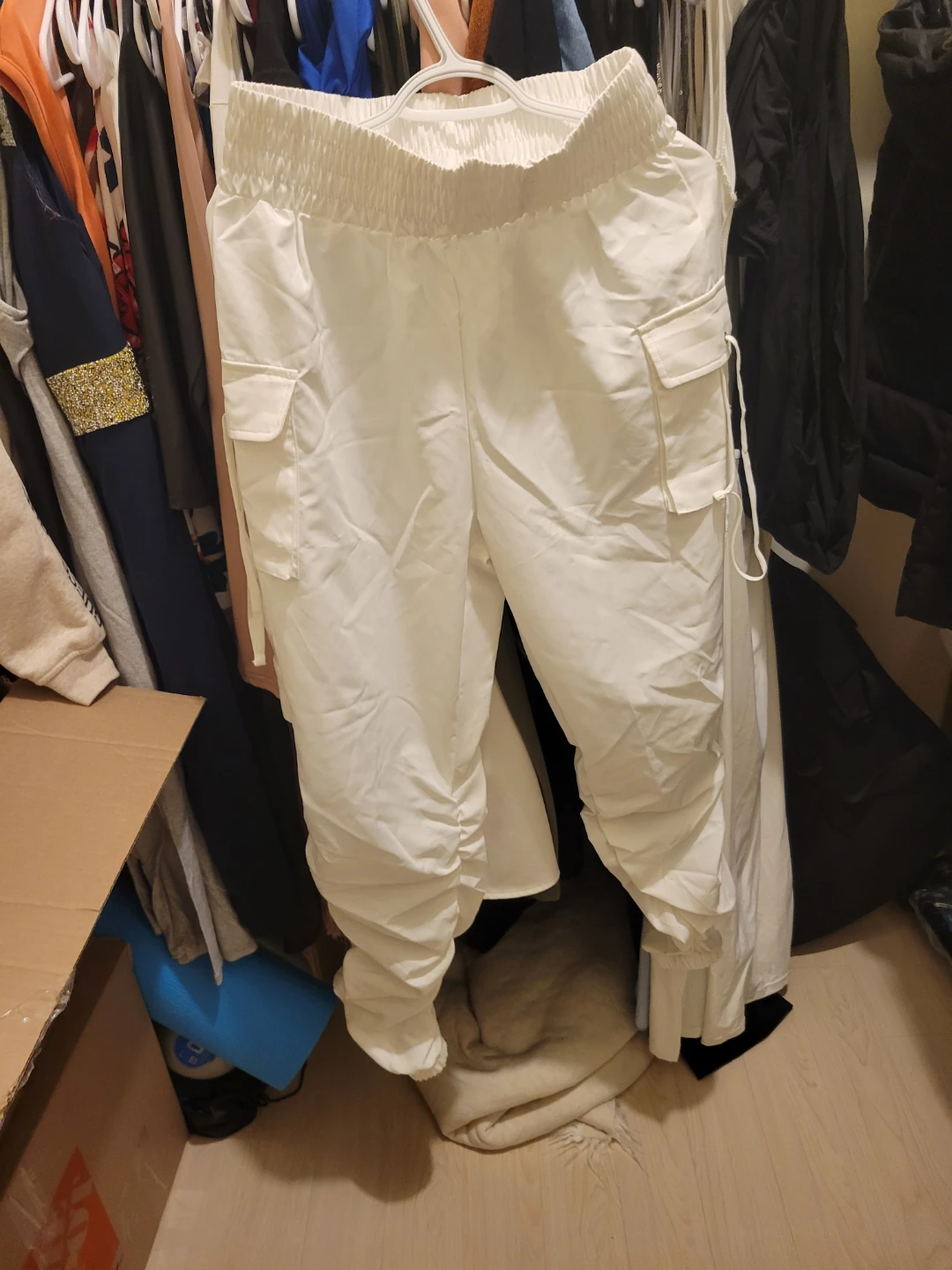 White Cargo Joggers
